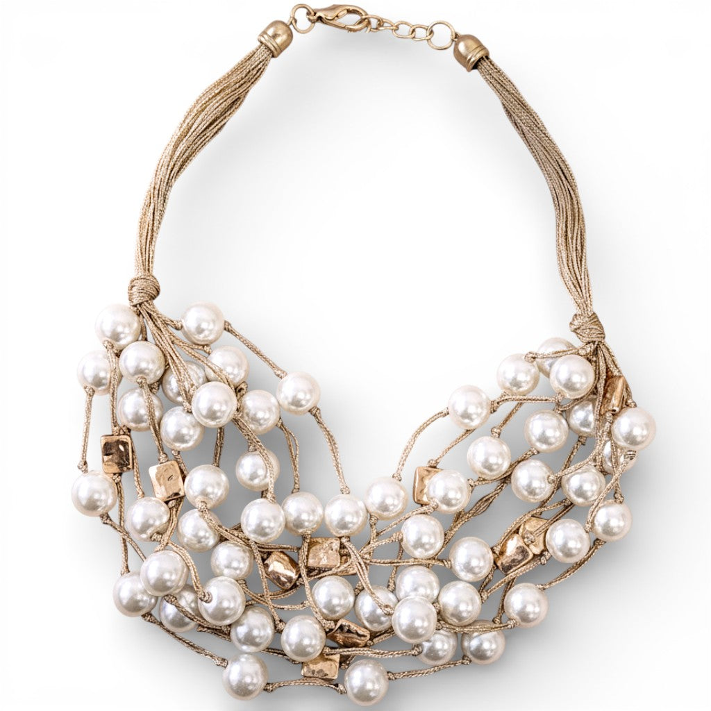 Coastal Knotted Pearl Necklace