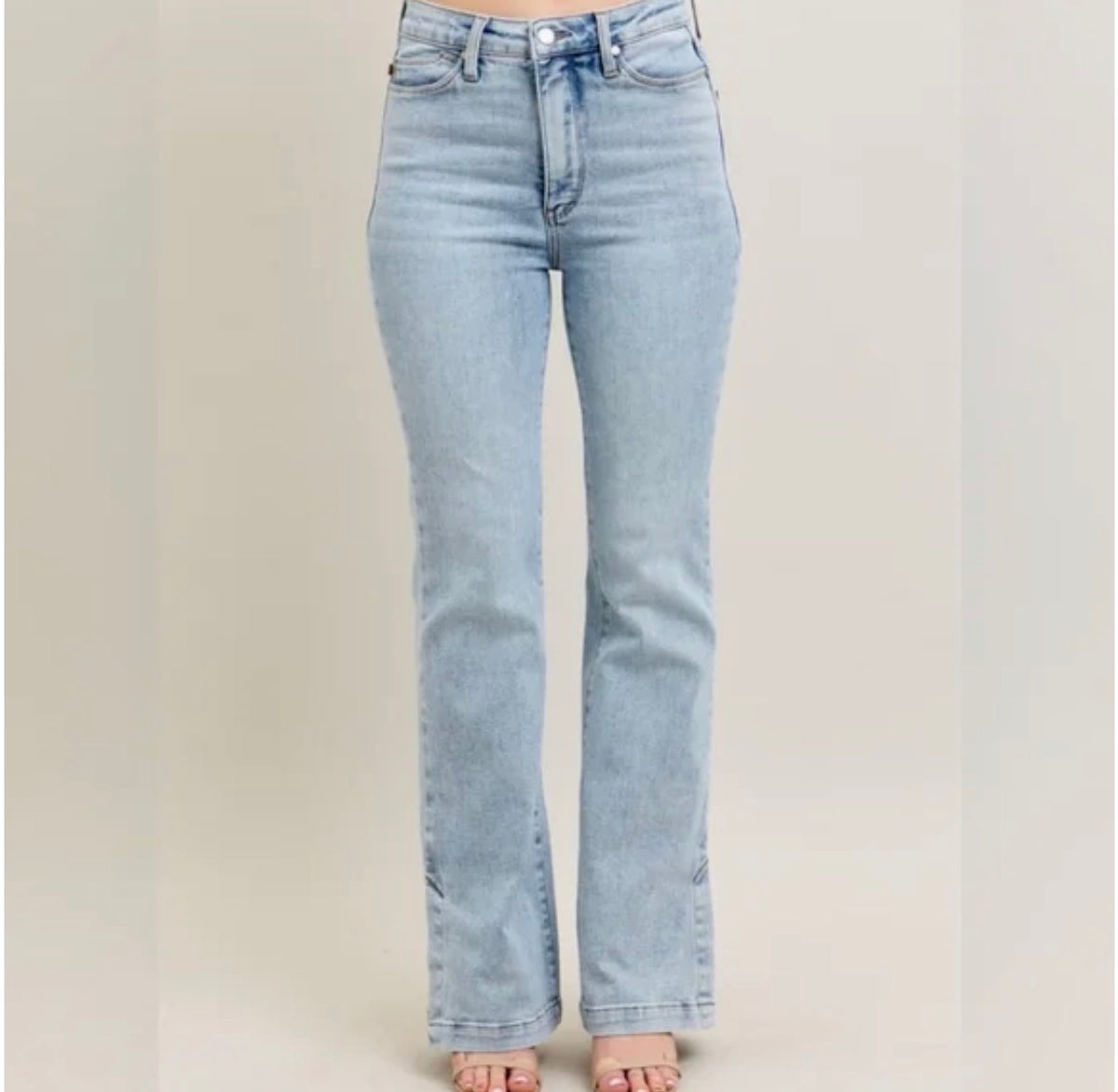 High Waisted Tummy Control Vintage
Wash Side Slit Slim Boot